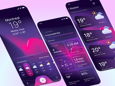 Dark theme Weather App dark theme ui ux ux design