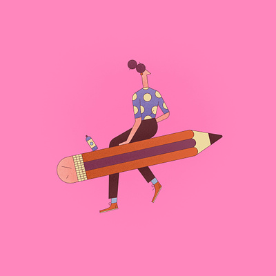 Hi, I'm Fran. balance character draw illustrate illustration logo pencil pink texture vector water