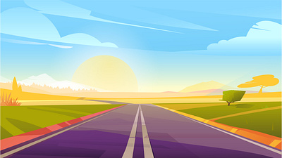 Cartoon Highway Background background cartoon day highway landscape travel