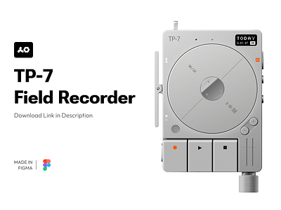 TP-7 Field Recorder - Made in Figma 3d artwork design download figma figma illustration graphic design illustration industrial design ui
