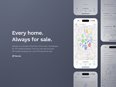 Newzip - marketplace for off-market property design map marketplace mobile product design property real estate search ui ux webapp yc