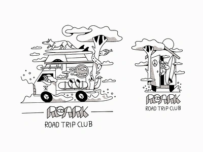 Road Trip Club artist clothing brand design drawing fun stuff graphic design illustration illustrator outdoor illustration road trip sketch typography