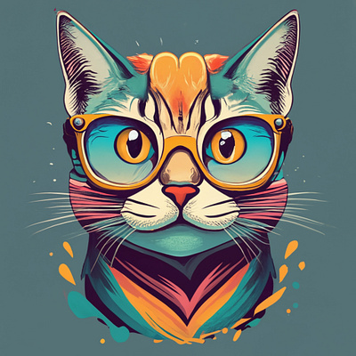 The cat with glasses app branding design graphic design illustration logo typography ui ux vector
