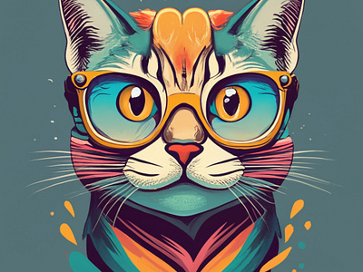 The cat with glasses app branding design graphic design illustration logo typography ui ux vector