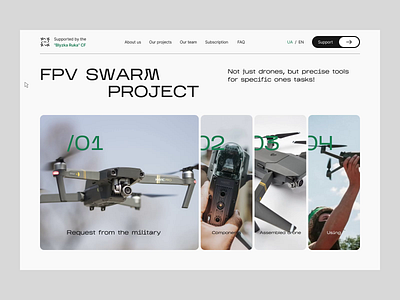 Landing page FPV Swarm Project adaptive charity charity fund concept donating drones landing page ui ux uxui design web design website