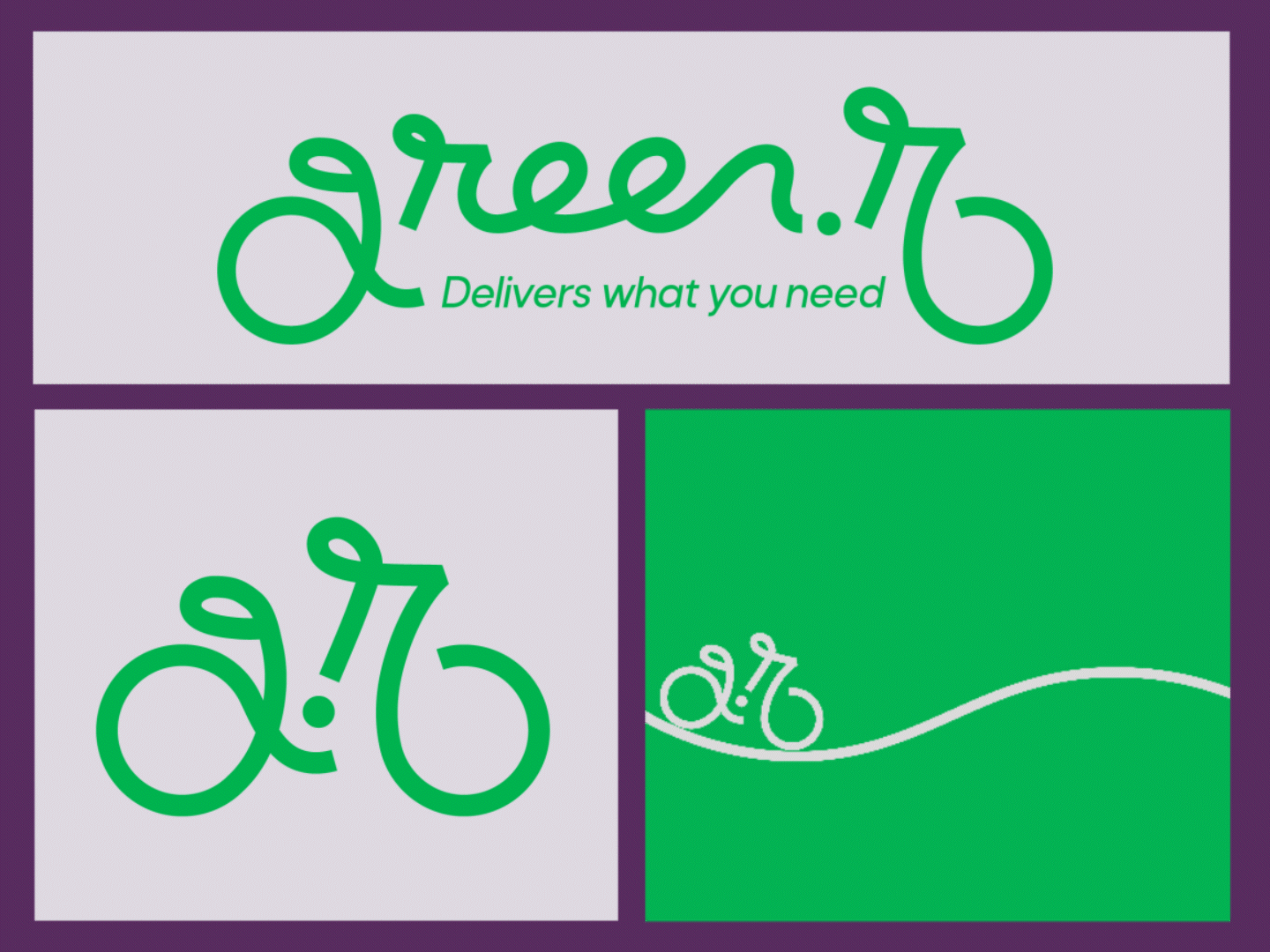 Green.r - Delivery by Bike bicycle bike branding concept delivery graphic design handlettering icon illustrator lettermark logo logo animation logo design mark script typography vector wordmark