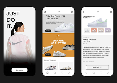 Nike App Concept graphic design nike app design nike app ui ui web design