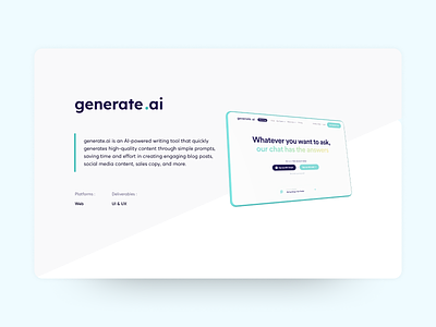 Generate.ai - Case Study branding case study concept minimal product design ui user research ux ux research