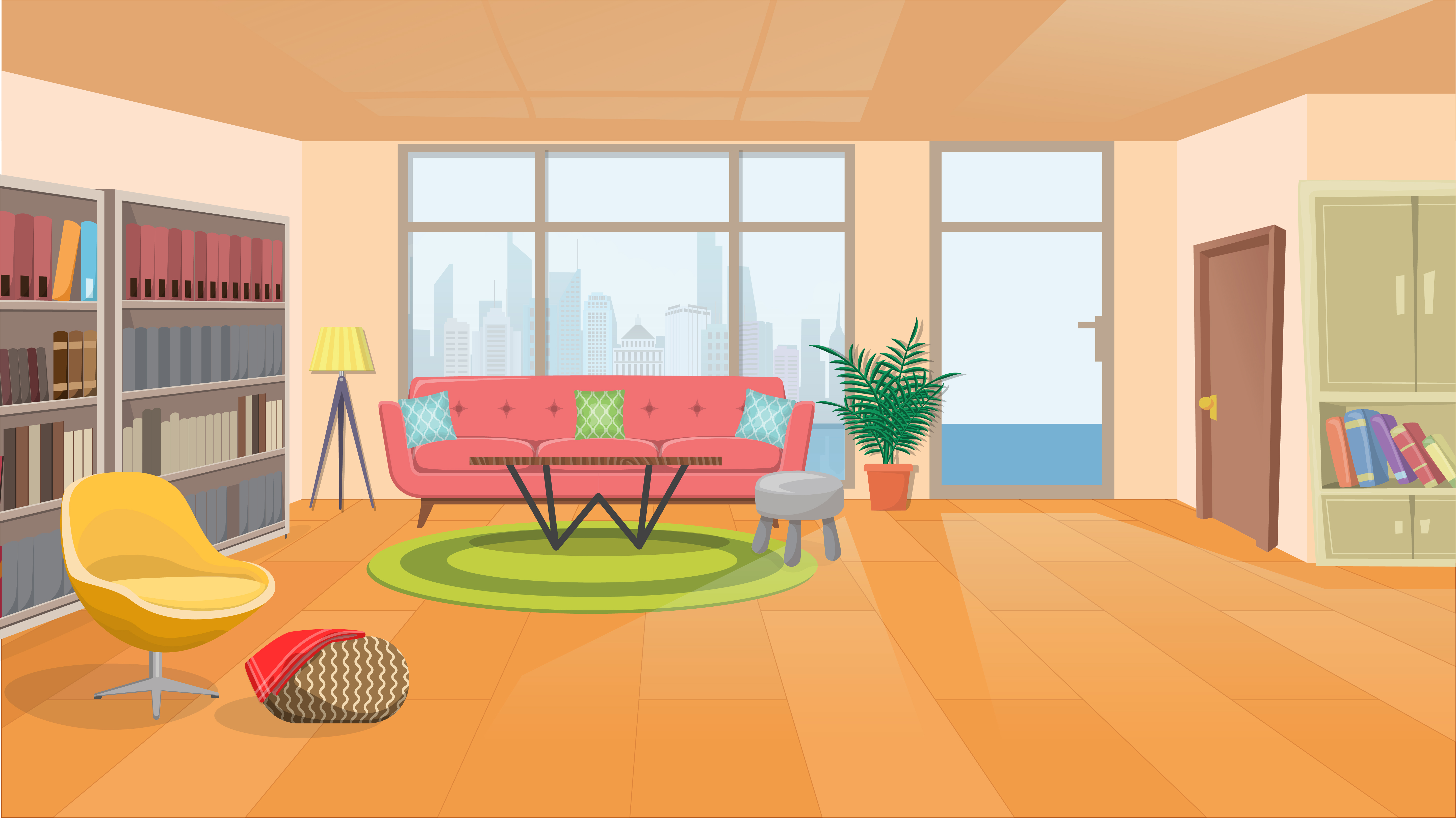 Cartoon Living Room Background By