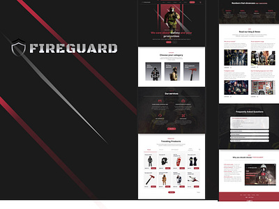 FIREGUARD - Online Store For Firefighters black buy concept design e commerce fire firefighter fireman guard mobileadaptive portfolio quality product red shop store ui webdesign website