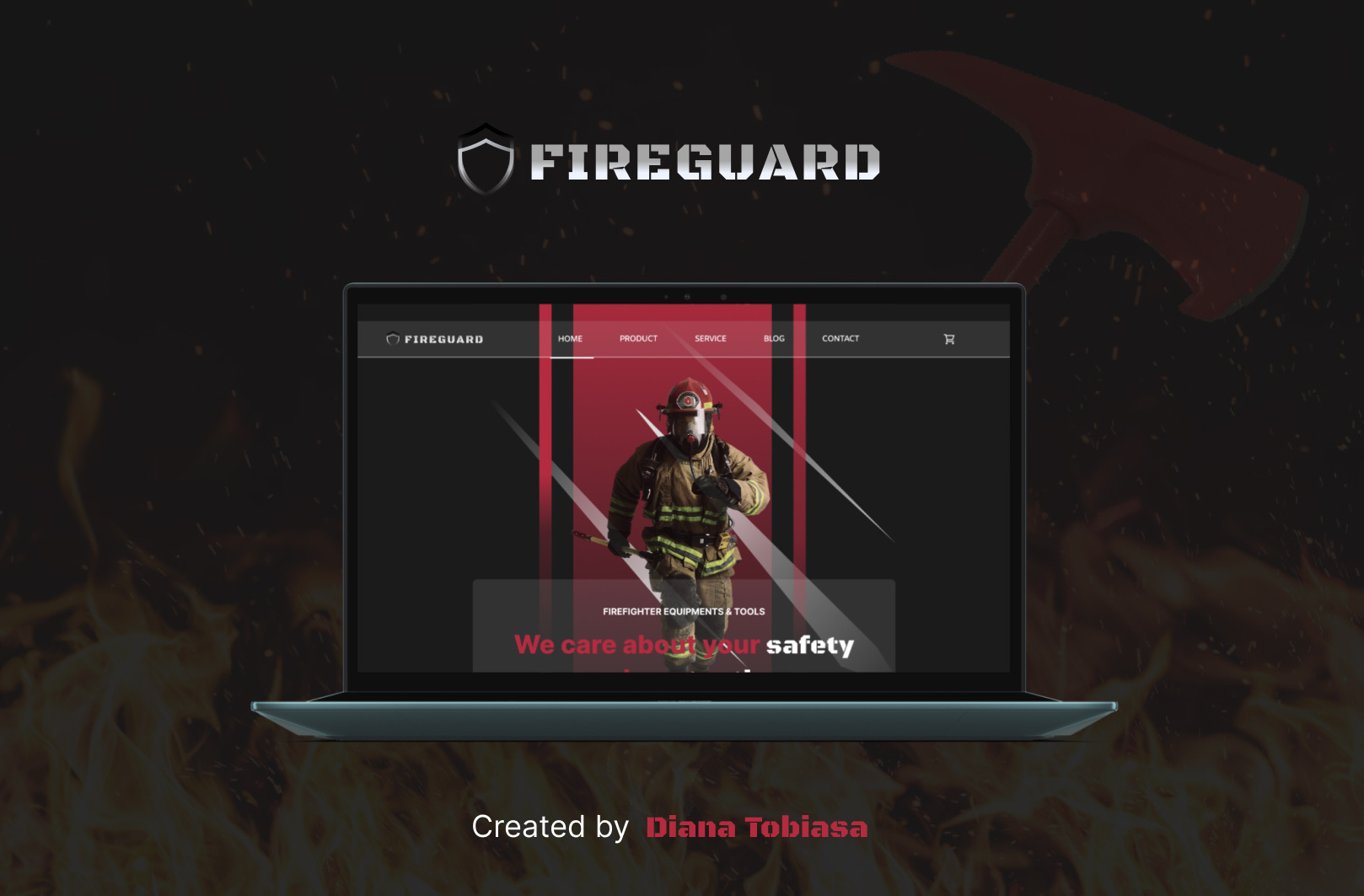 FIREGUARD - Online Store For Firefighters black buy concept design e commerce ecommerce fire firefighter fireman guard mobileadaptive portfolio quality product red shop store ui webdesign website