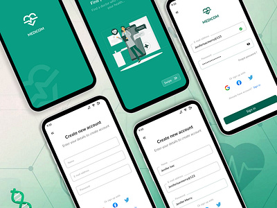 Medicom - Online Health Treatment App appdesign branding design landing page medicalapp typography ui ui design ux