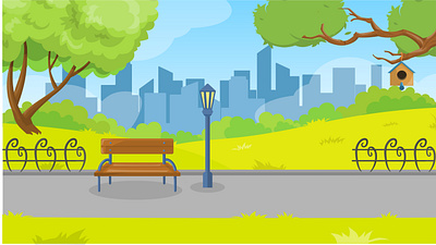 Cartoon Park Background alley background bench cartoon city free park