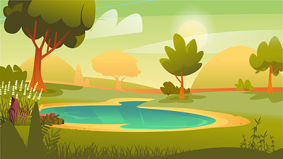 Cartoon Pond Background background cartoon day free illustration landscape pond sunlight water