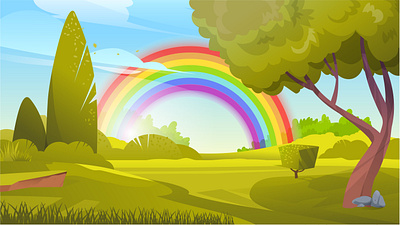 Cartoon Rainbow Background background cartoon colorful landscape nature rainbow