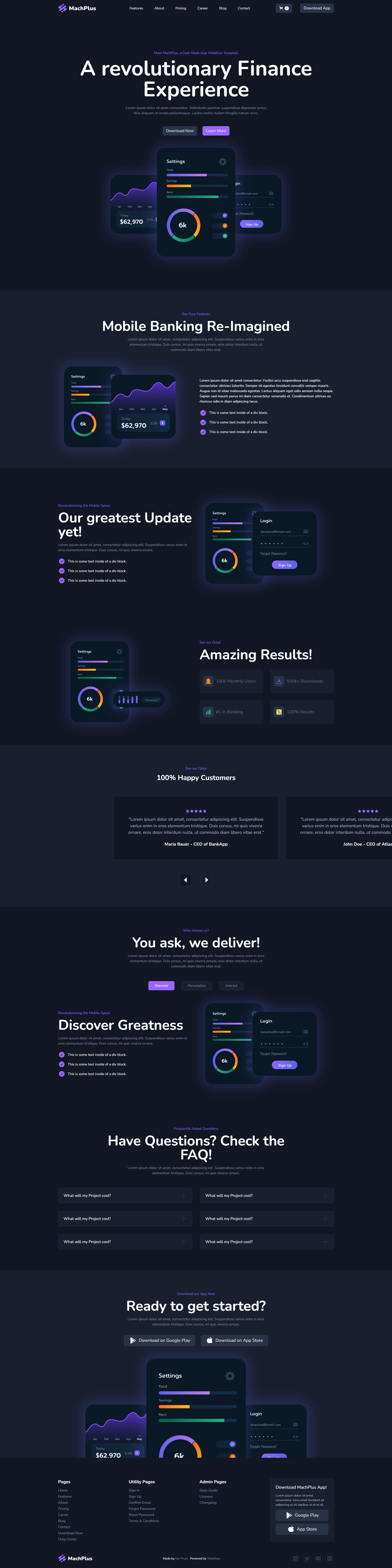 App Website Design - Webflow App Template app app website clean dark mode modern no code showcase template ui design webdesign webflow webflowtemplate website
