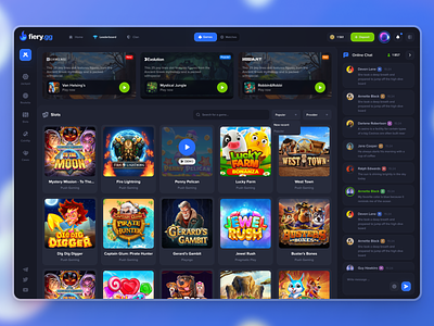 Fiery GG - Online Roblox Casino | Slots Page betting casino casino games crash crypto casino gambling game game dashboard gaming igaming mines online casino play banner provably fair roblox roblox casino roulette slots thumbnails white label