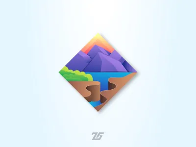 Landscape 3d amazing logo art awesome logo branding colorful creative design gradient logo graphic design identity illustration landscape logo logos modern mountain nature river travel