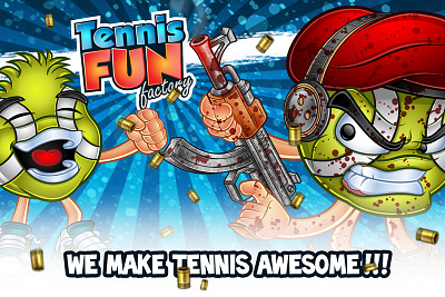 Tennis Fun Factory branding character design graphic design illustration logo t shirts vector