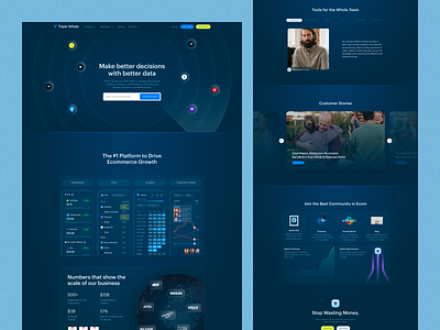 SaaS Homepage UI&UX - Triple Whale attribution blue clean data design marketing automation saas ui ui design ux web design