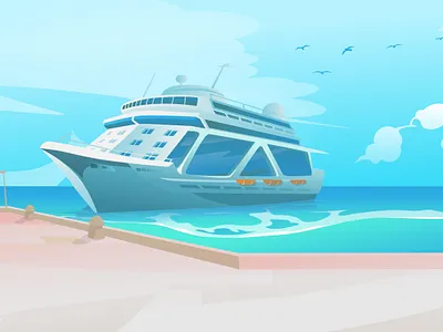 Cartoon Ship Background accented background cartoon cruise land ocean sea ship