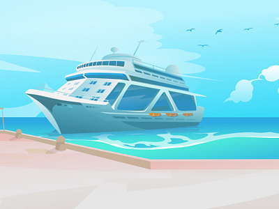 Cartoon Ship Background accented background cartoon cruise land ocean sea ship