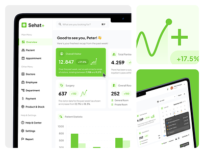 ☘️ Medical Admin Dashboard | Sehat+ admin dashboard analytics card clinic dashboard component dashboard dashboard design doctor graph health care hospital dashboard medical medical dashboard patienttable statistics ui ux web app web design website design