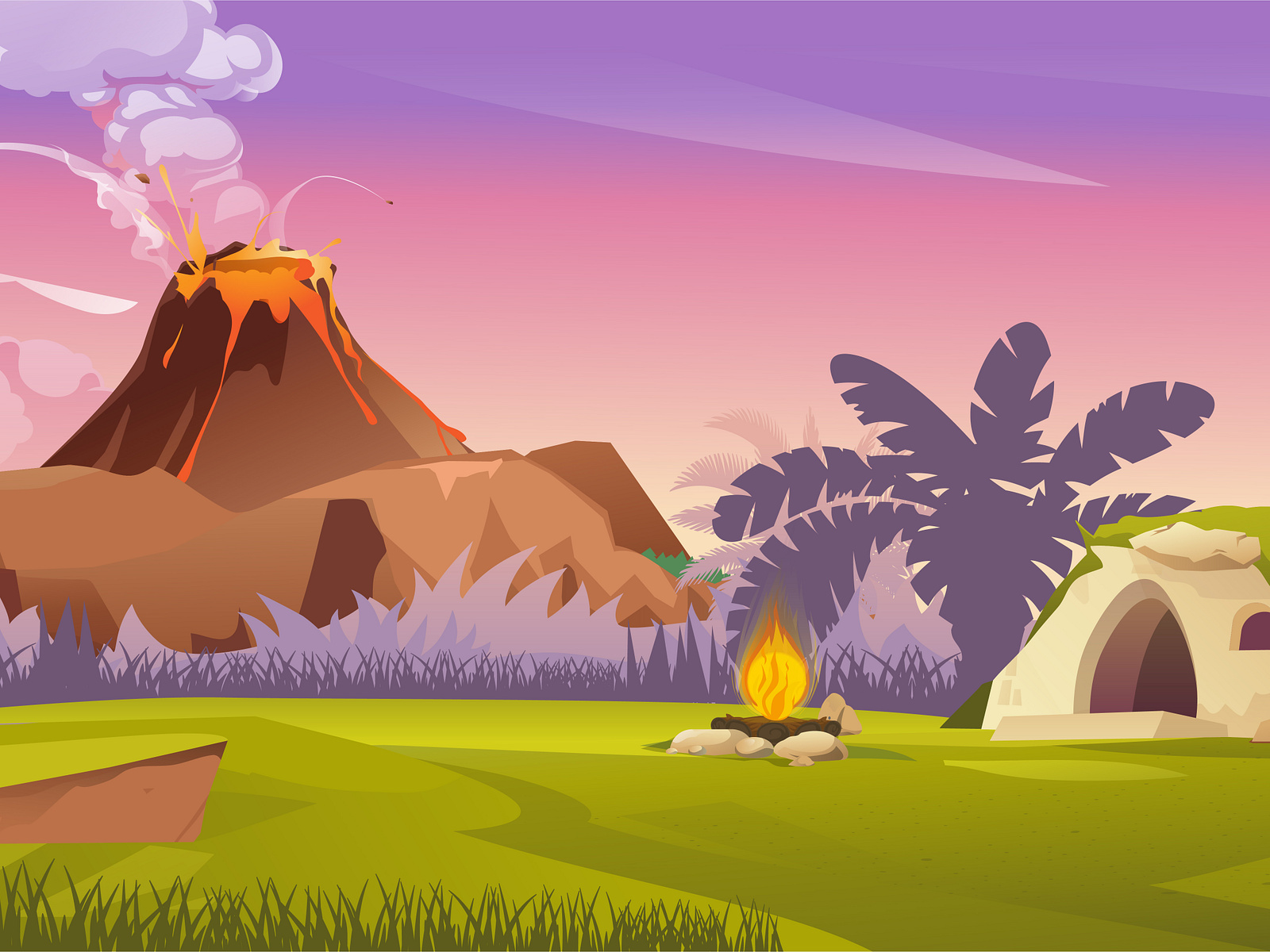 Cartoon Stone Age Background by Cartoons.co on Dribbble