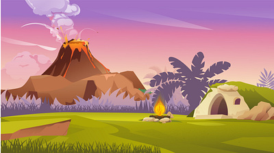 Cartoon Stone Age Background background cartoon fire first people primitive stone age volcano