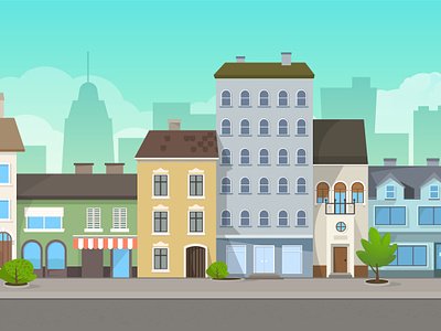 Cartoon Town Background background building cartoon city flat free cartoon background road simple style town town background