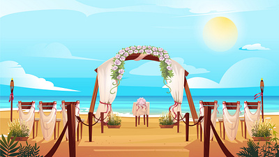 Cartoon Wedding Background background beach cartoon ceremony decor decoration free illustration love sand sea wedding