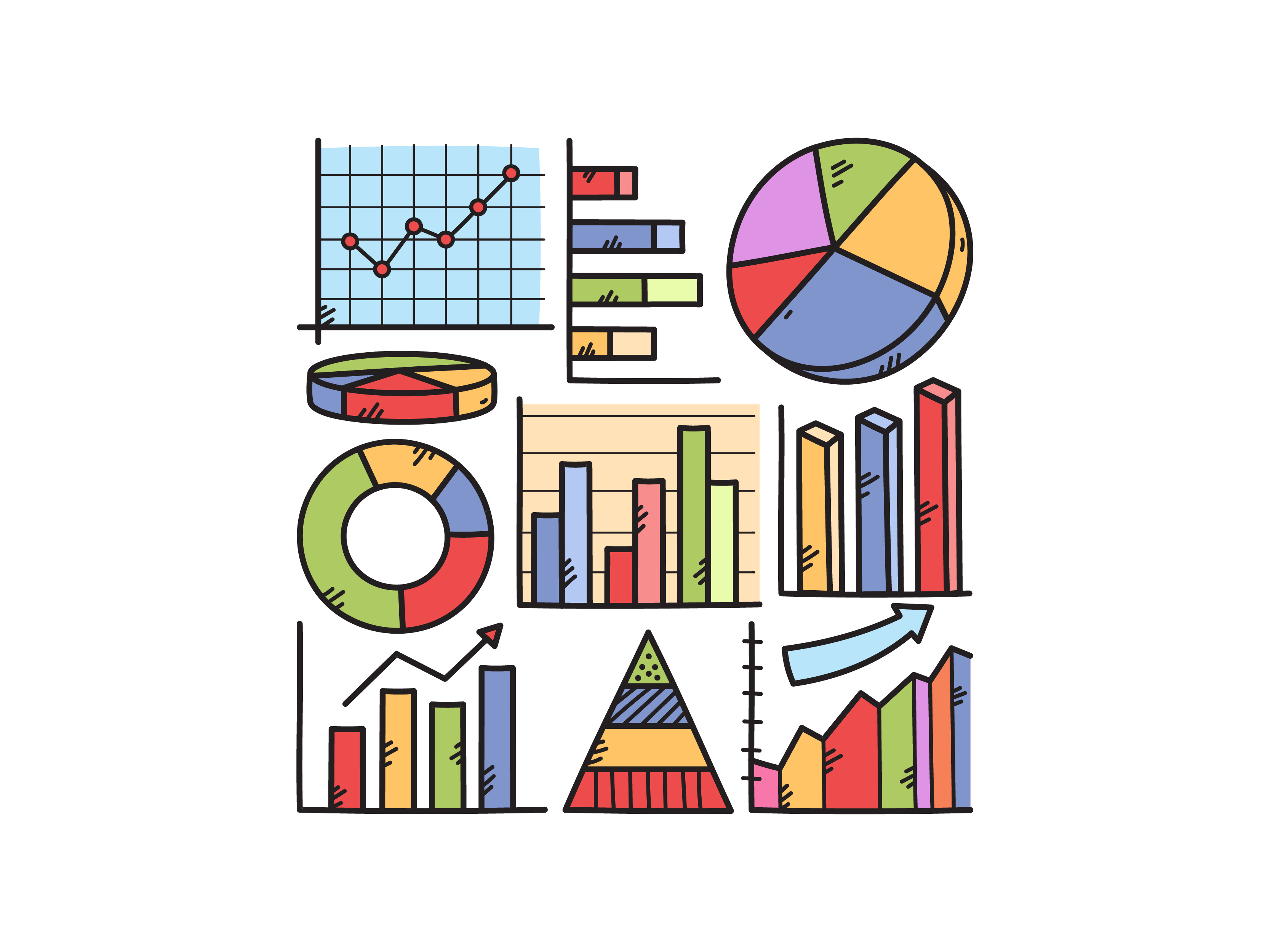 Statistic Doodle Set cute doodle illustration statistic vector