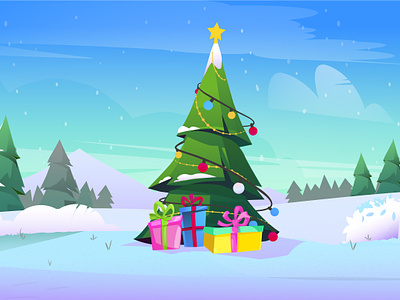 Christmas Tree Cartoon Background cartoon background christmas christmas background christmas landscape cartoon christmas tree free tree vector
