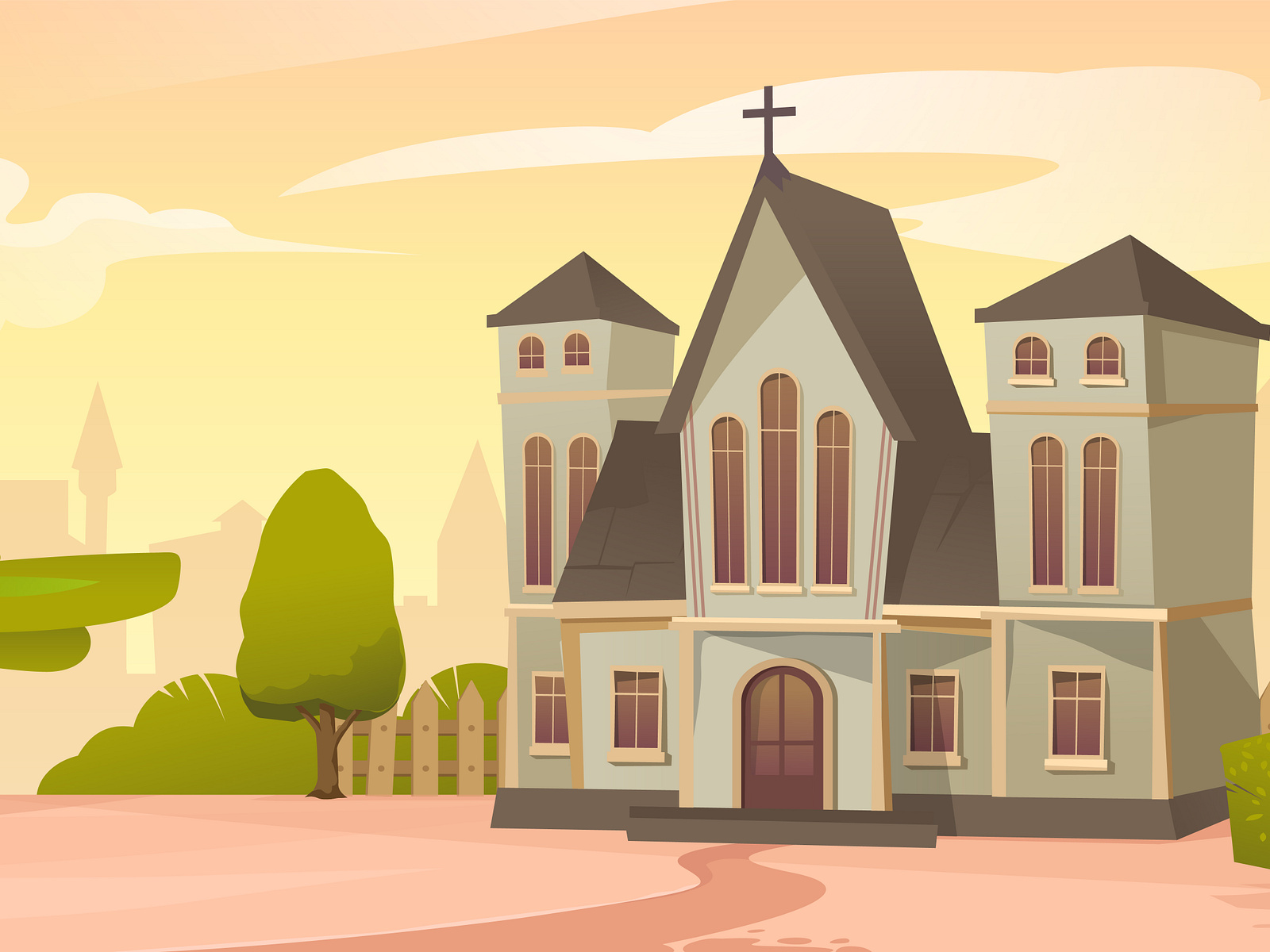 Church Background Cartoon by Cartoons.co on Dribbble