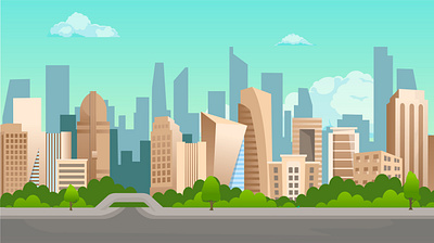 Free City Cartoon Background background big city cartoon city cityscape daily city free skyscraper tall building