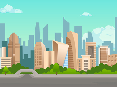 Free City Cartoon Background background big city cartoon city cityscape daily city free skyscraper tall building