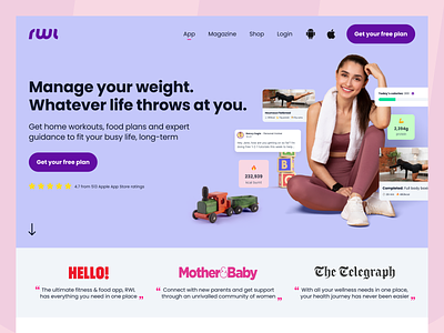 RWL - Website app branding colourful fitness modern purple web design website