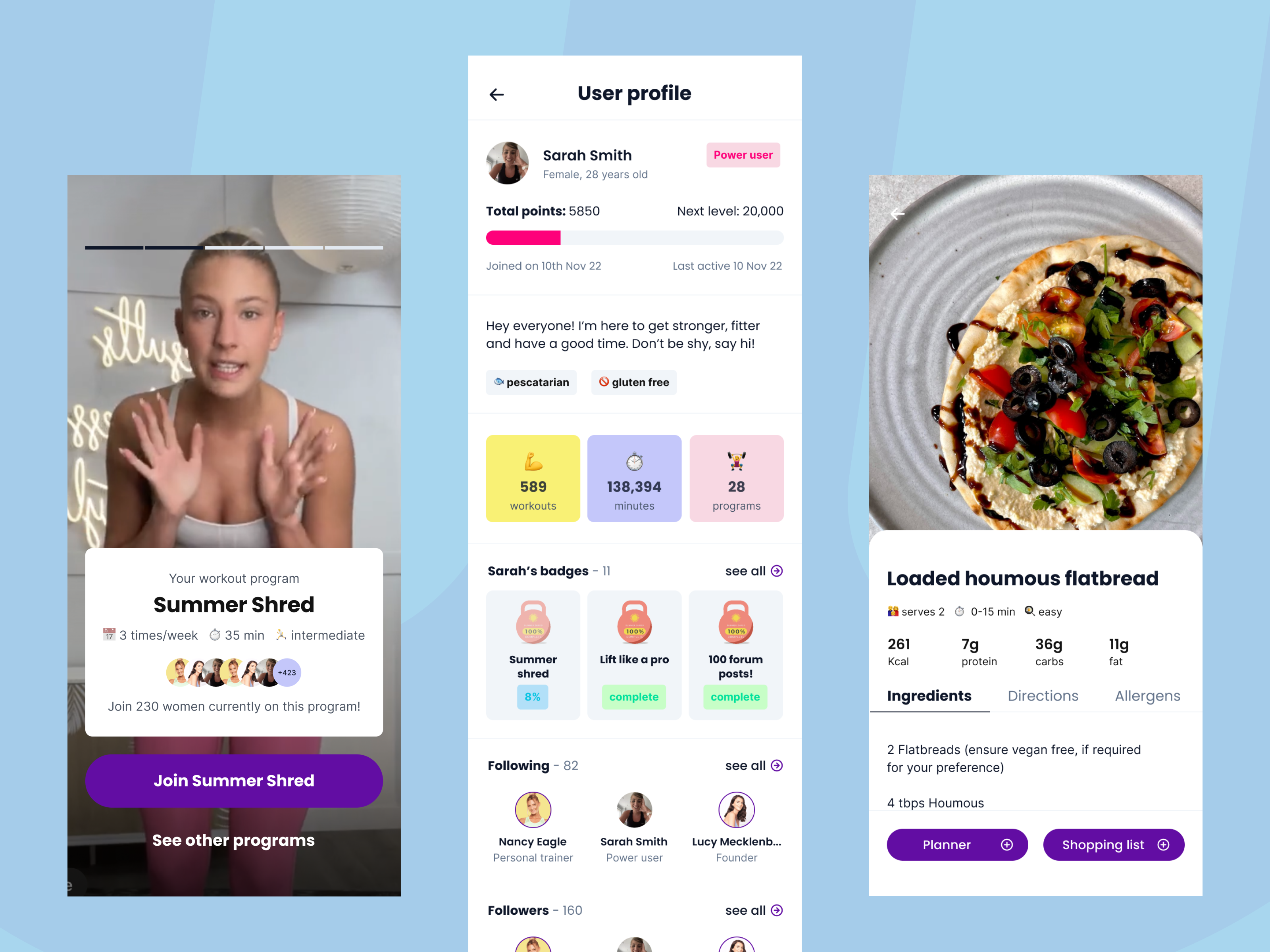 RWL - Mobile App app colourful dashboard fitness mobile app modern nutrition profile recipe video