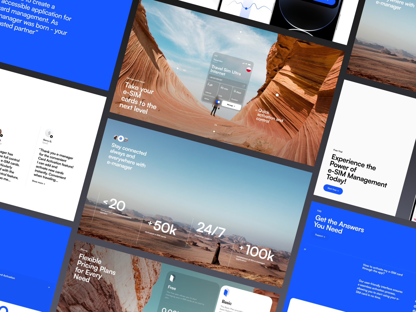 Emanager site design for ESim card management mobile app by