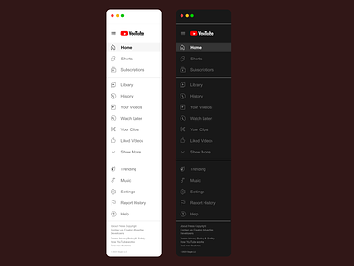 Youtube Side Bar Menu clone dark mode design designing figma light mode night mode side bar side bar menu sidebar menu ui ui design youtube