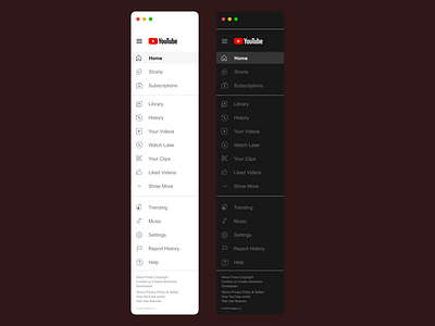 Youtube Side Bar Menu clone dark mode design designing figma light mode night mode side bar side bar menu sidebar menu ui ui design youtube