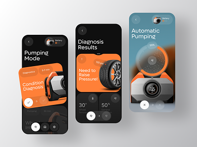 EtanWolf Air Pump – Portable Tire Inflator app automation automotive b2b crm design ios iot mobile monitor product pump saas safety smart software tire tires uxdesign wheels