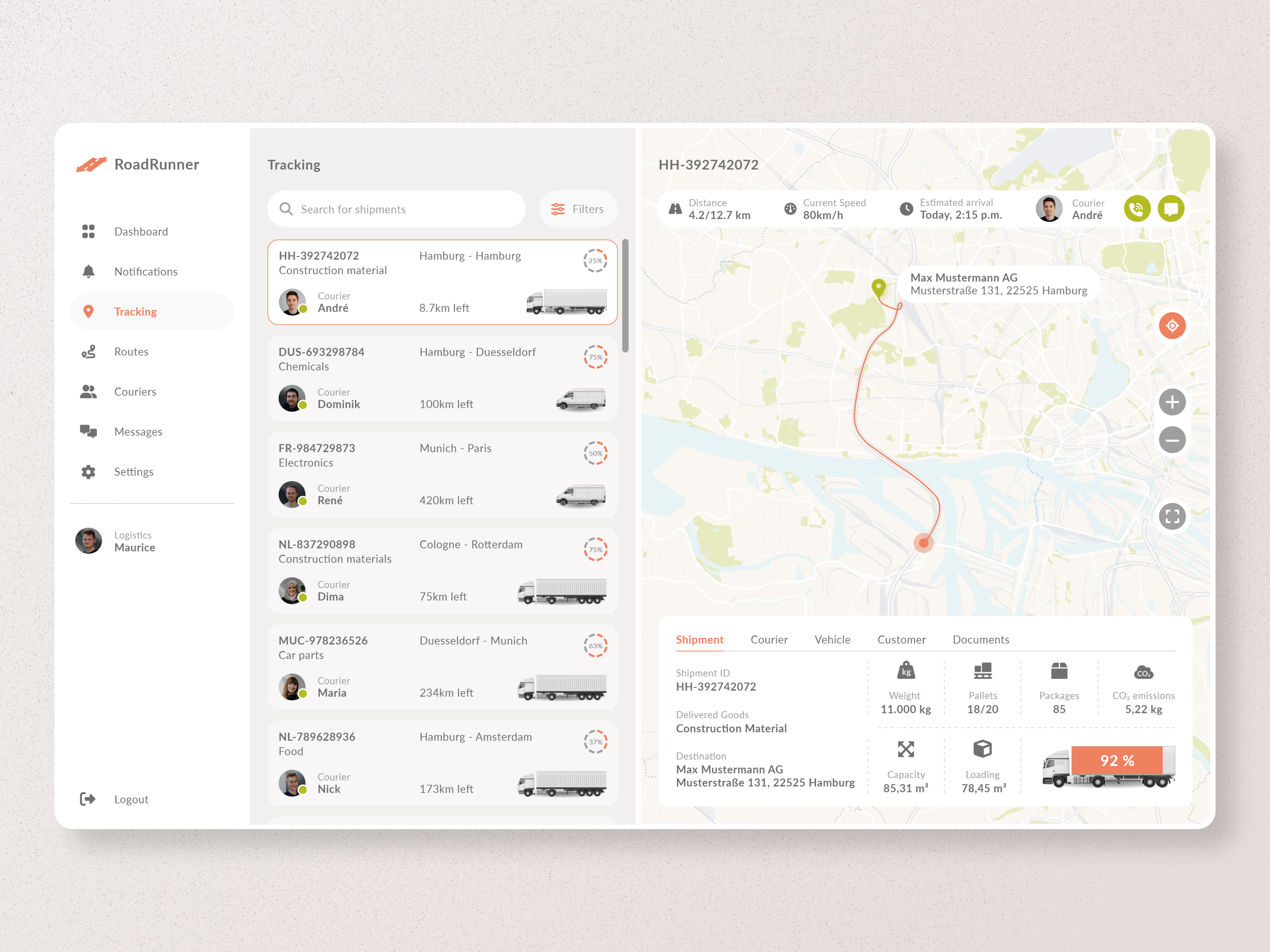 Logistic Web App🚚 app app design application assignment cargo design driver flat design fleet interface logistic logistics reanmo shipment simple tracking ui web web app web design