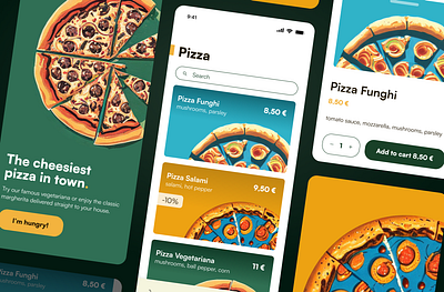 Pizza Food Delivery app add to cart cart delivery app euro food app food delivery food delivery app mobile app mobile application order ordering pizza pizza application pizza delivery pricing ui ui design