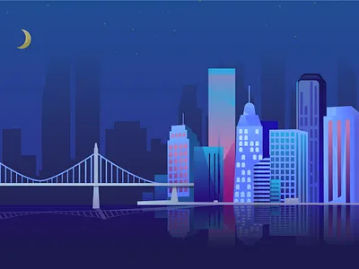 Night Cartoon City Background background big city bridge cartoon city city lights free illustration night night city background skyscrapers