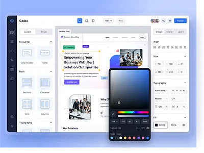 Colour Picker, No-Code Builder builder color color picker colour picker components elements no code no code builder nocode page builder saas saas builder saas website builder ui design webflow widgets