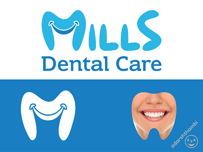 logo design for Mills Dental Care branding dental dental care dental clinic dental logo graphic design illustration logo m logo minimal vector