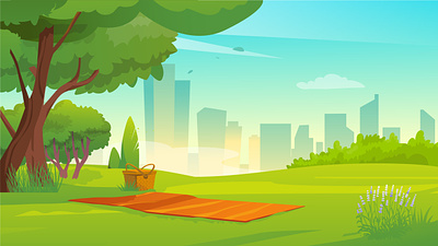 Picnic Cartoon Background background cartoon design illustration nature outdoors outside picnic relax weekend