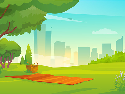 Picnic Cartoon Background background cartoon design illustration nature outdoors outside picnic relax weekend