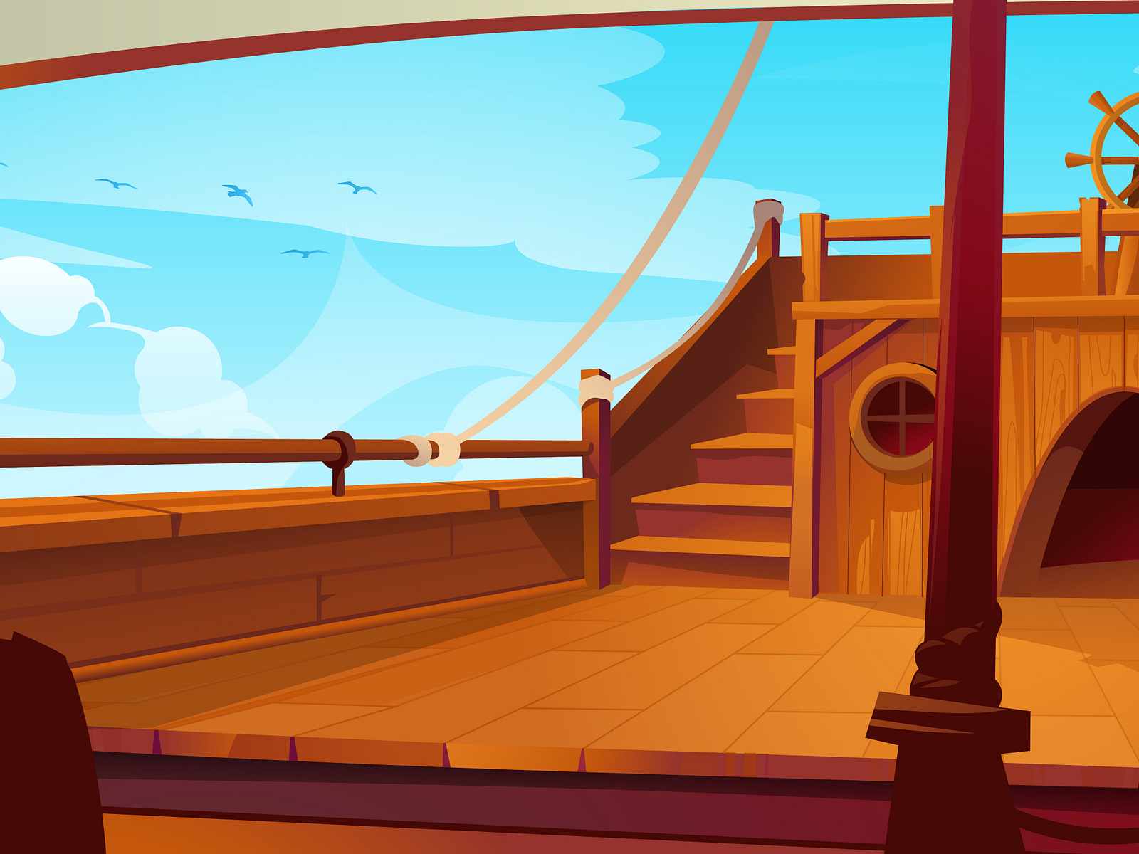 Pirate Ship Background Cartoon by Cartoons.co on Dribbble